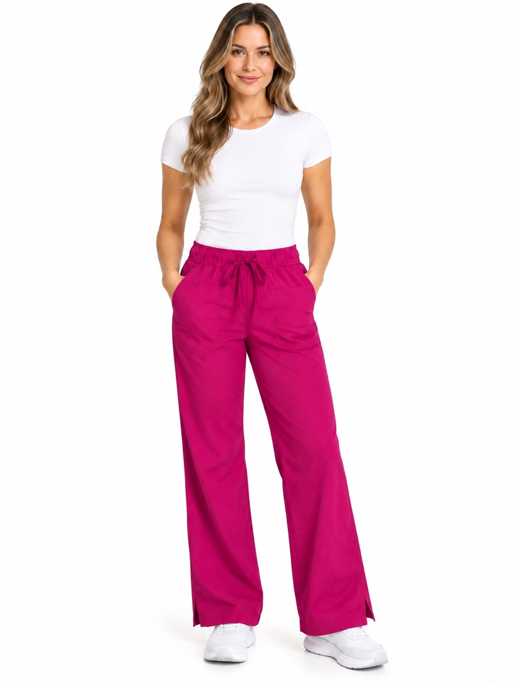 Grey’s Anatomy by Barco Pink Wide Leg Scrub Pants Drawstring XS